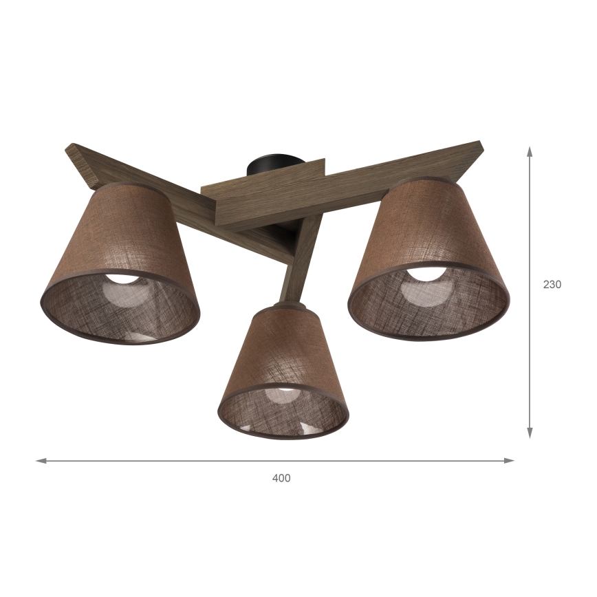 Brilagi - Prisadený luster ANTHONY 3xE14/40W/230V dub orech/hnedá