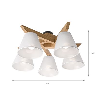 Brilagi - Prisadený luster ANTHONY 5xE14/40W/230V dub/biela