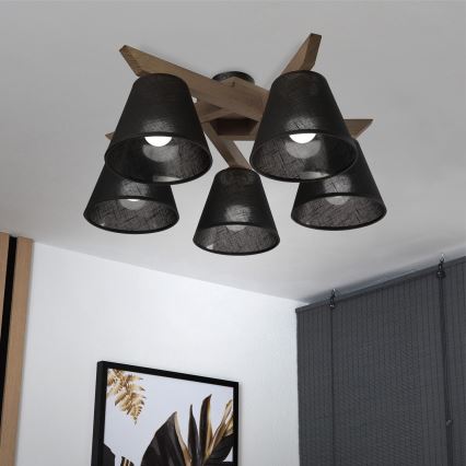 Brilagi - Prisadený luster ANTHONY 5xE14/40W/230V dub orech/čierna