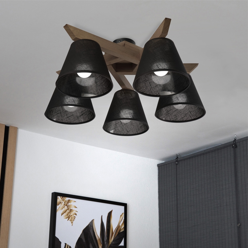 Brilagi - Prisadený luster ANTHONY 5xE14/40W/230V dub orech/čierna