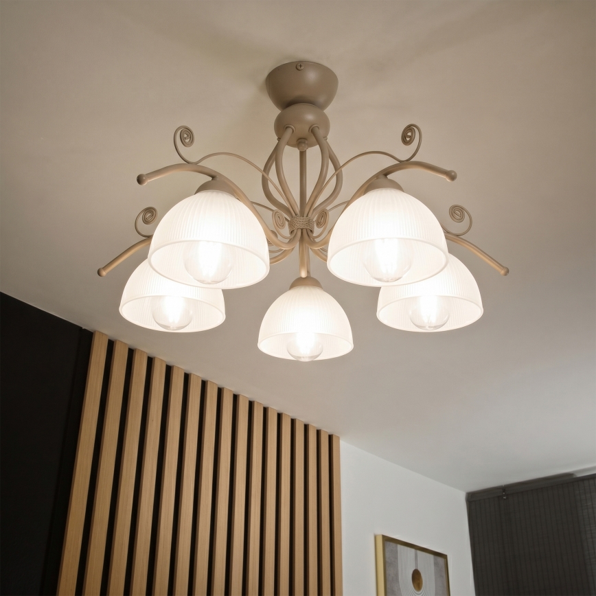 Brilagi - Prisadený luster ANTICO MODERN 5xE27/60W/230V béžová