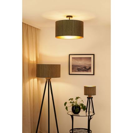 Brilagi - Prisadený luster BOSTON ROLLER 1xE27/15W/230V pr. 45 cm slama hnedá/zlatá