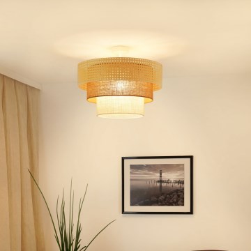 Brilagi -Prisadený luster CEDAR LUNETA 1xE27/15W/230V pr. 45 ratan/hnedá/krémová