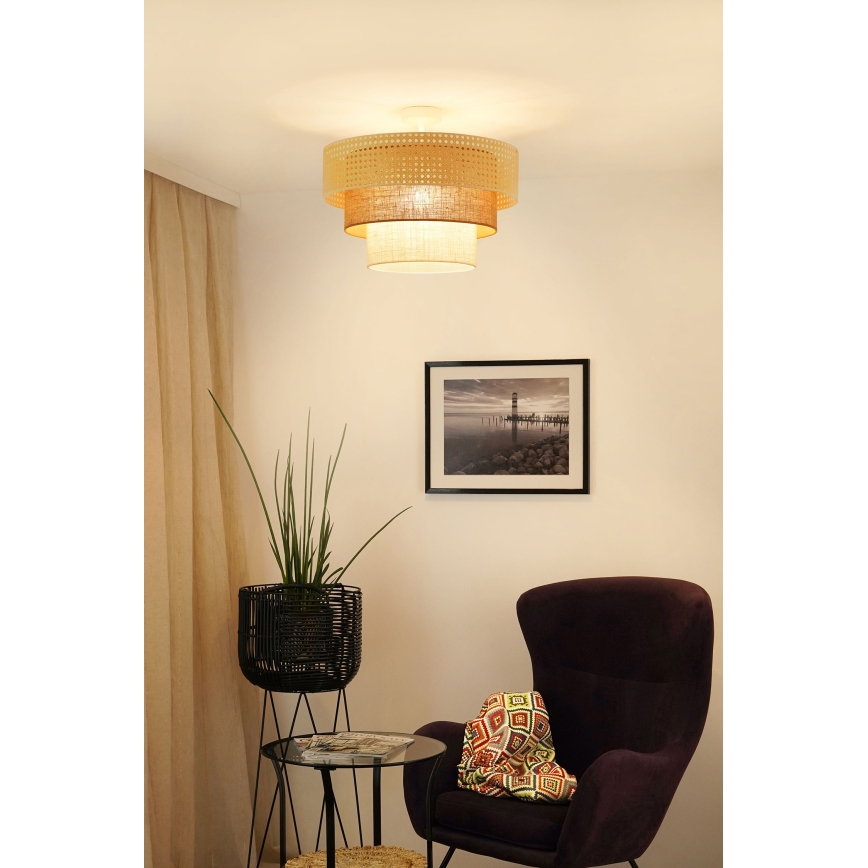 Brilagi -Prisadený luster CEDAR LUNETA 1xE27/15W/230V pr. 45 ratan/hnedá/krémová