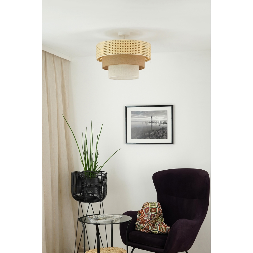 Brilagi -Prisadený luster CEDAR LUNETA 1xE27/15W/230V pr. 45 ratan/hnedá/krémová