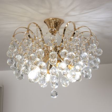 Brilagi - Prisadený luster CRYSTAL 6xE14/60W/230V zlatá