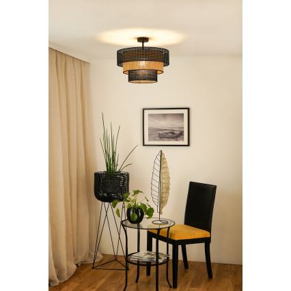 Brilagi - Prisadený luster DAKOTA LUNETA 1xE27/15W/230V pr. 45 cm čierna/ratan
