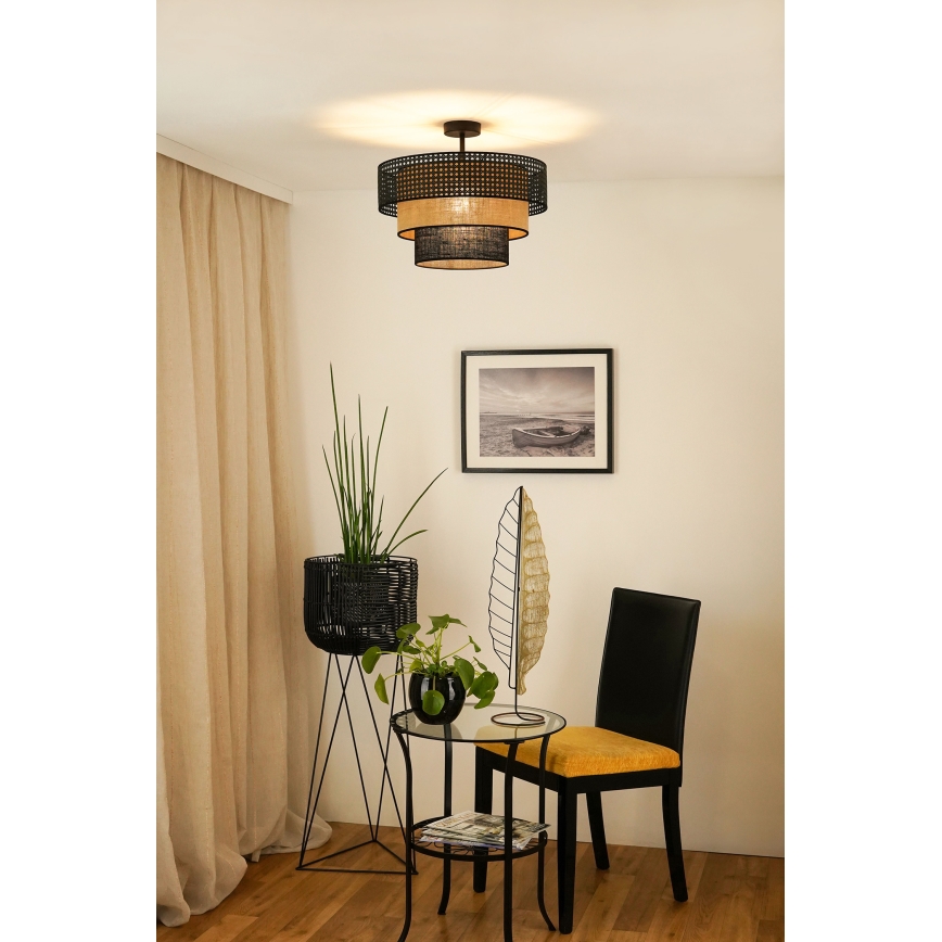 Brilagi - Prisadený luster DAKOTA LUNETA 1xE27/15W/230V pr. 45 cm čierna/ratan