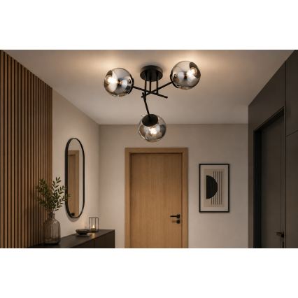 BRILAGI - Prisadený luster DIOR 3xE27/60W/230V čierna/dymová sivá