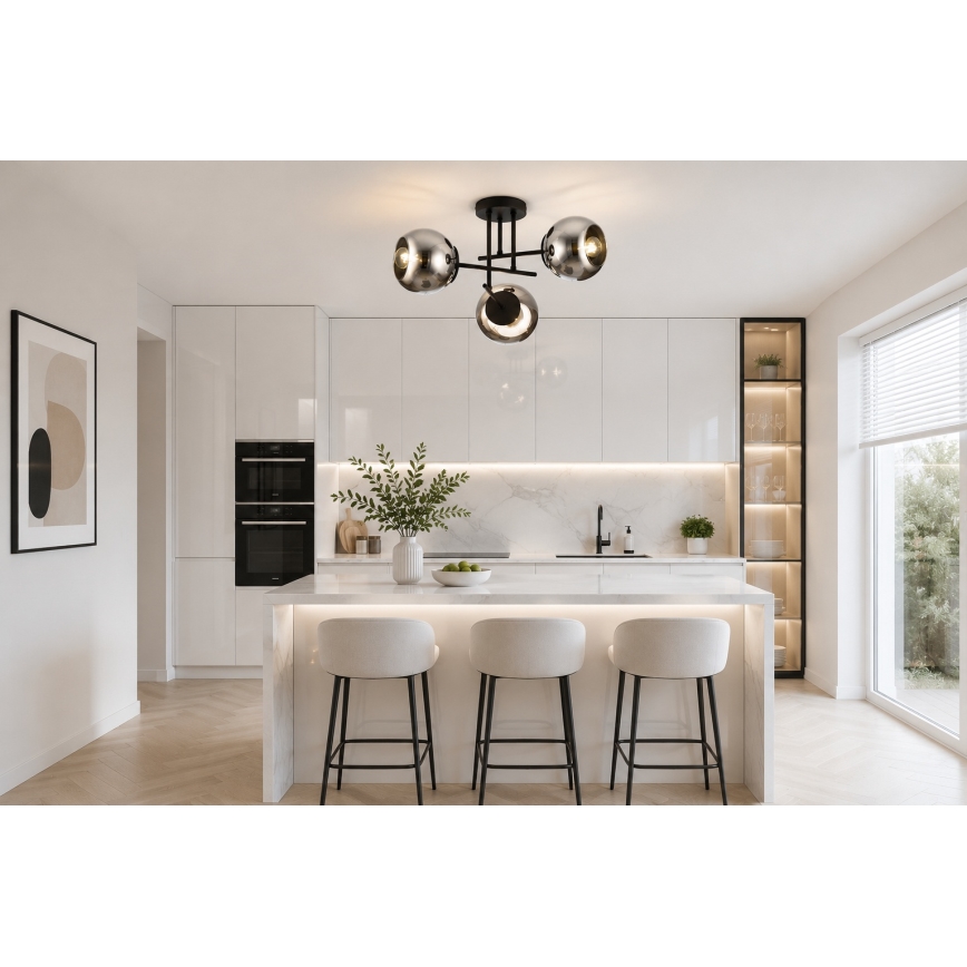 BRILAGI - Prisadený luster DIOR 3xE27/60W/230V čierna/dymová sivá