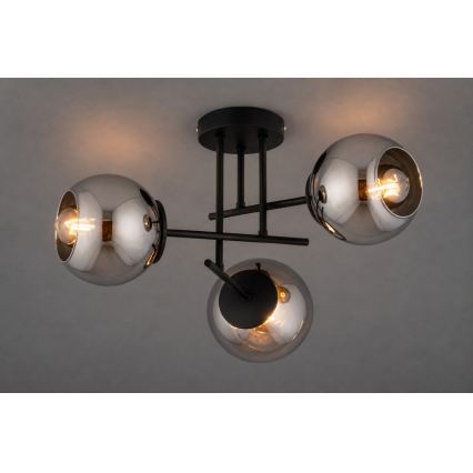 BRILAGI - Prisadený luster DIOR 3xE27/60W/230V čierna/dymová sivá