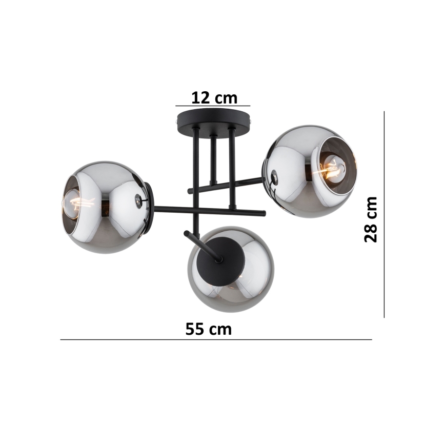 BRILAGI - Prisadený luster DIOR 3xE27/60W/230V čierna/dymová sivá