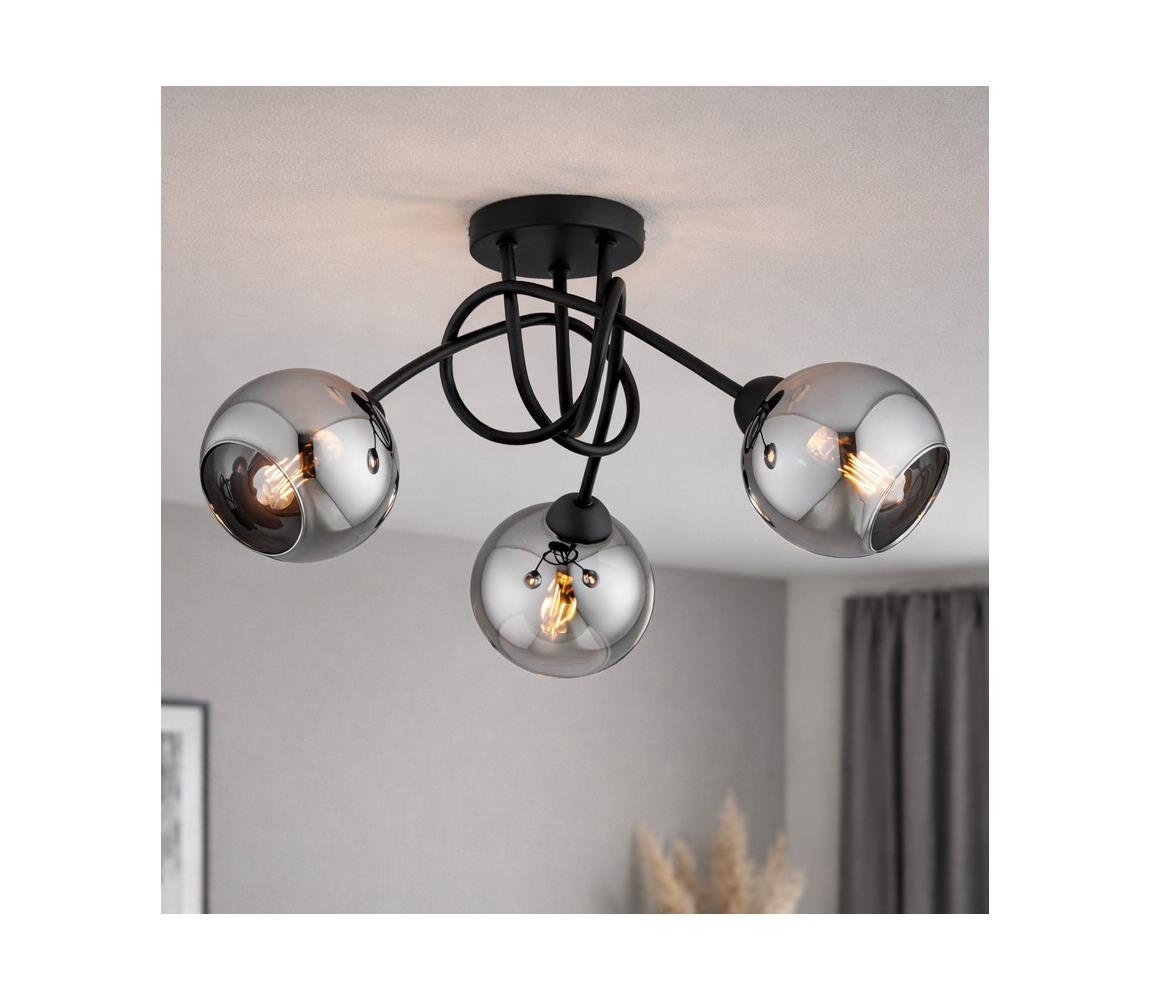 Brilagi - Prisadený luster DIOR 3xE27/60W/230V čierna/dymovo sivá 59-019B