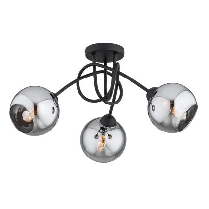 Brilagi - Prisadený luster DIOR 3xE27/60W/230V čierna/dymovo sivá
