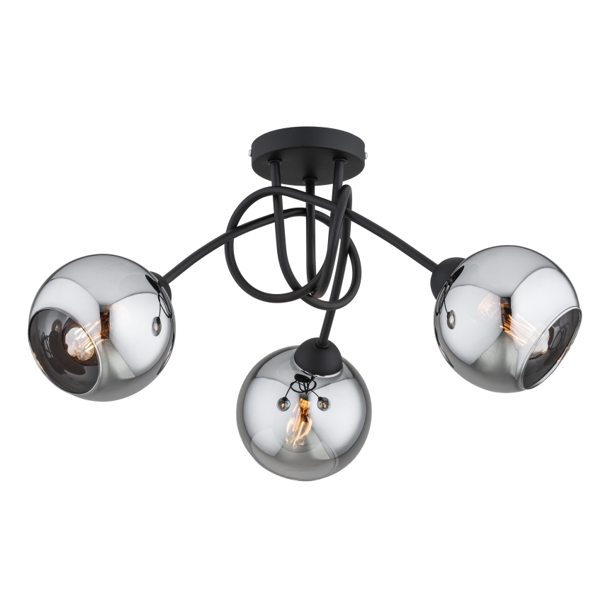 Brilagi - Prisadený luster DIOR 3xE27/60W/230V čierna/dymovo sivá