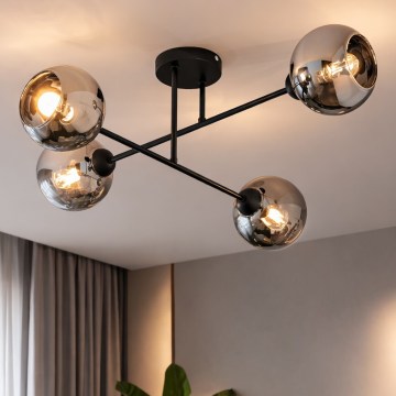 Brilagi - Prisadený luster DIOR 4xE27/60W/230V čierna/dymová sivá