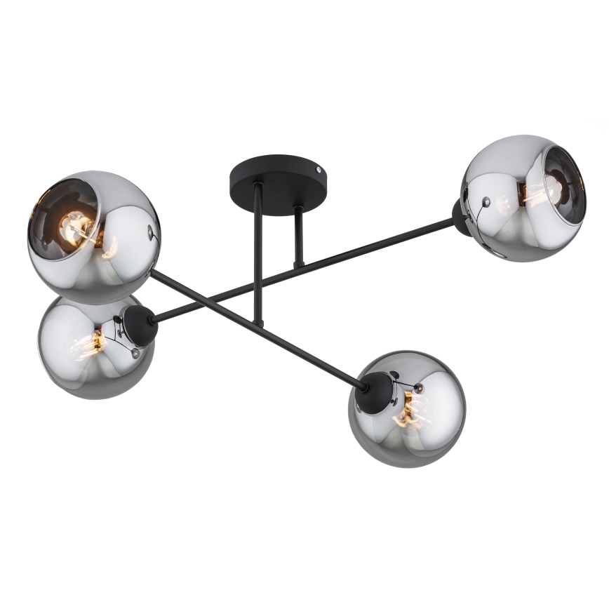 Brilagi - Prisadený luster DIOR 4xE27/60W/230V čierna/dymová sivá