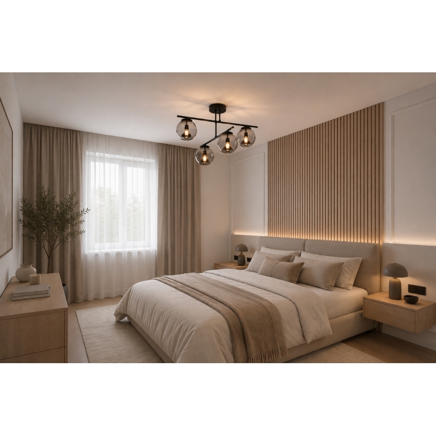 BRILAGI - Prisadený luster DIOR 4xE27/60W/230V čierna/dymová sivá