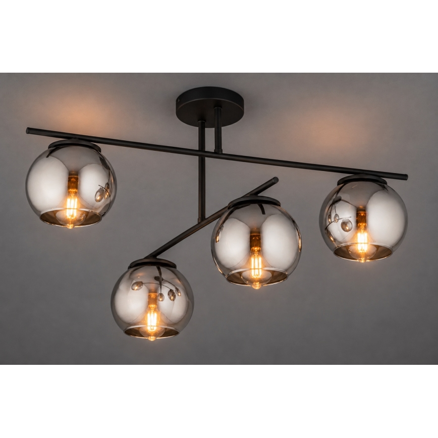 BRILAGI - Prisadený luster DIOR 4xE27/60W/230V čierna/dymová sivá