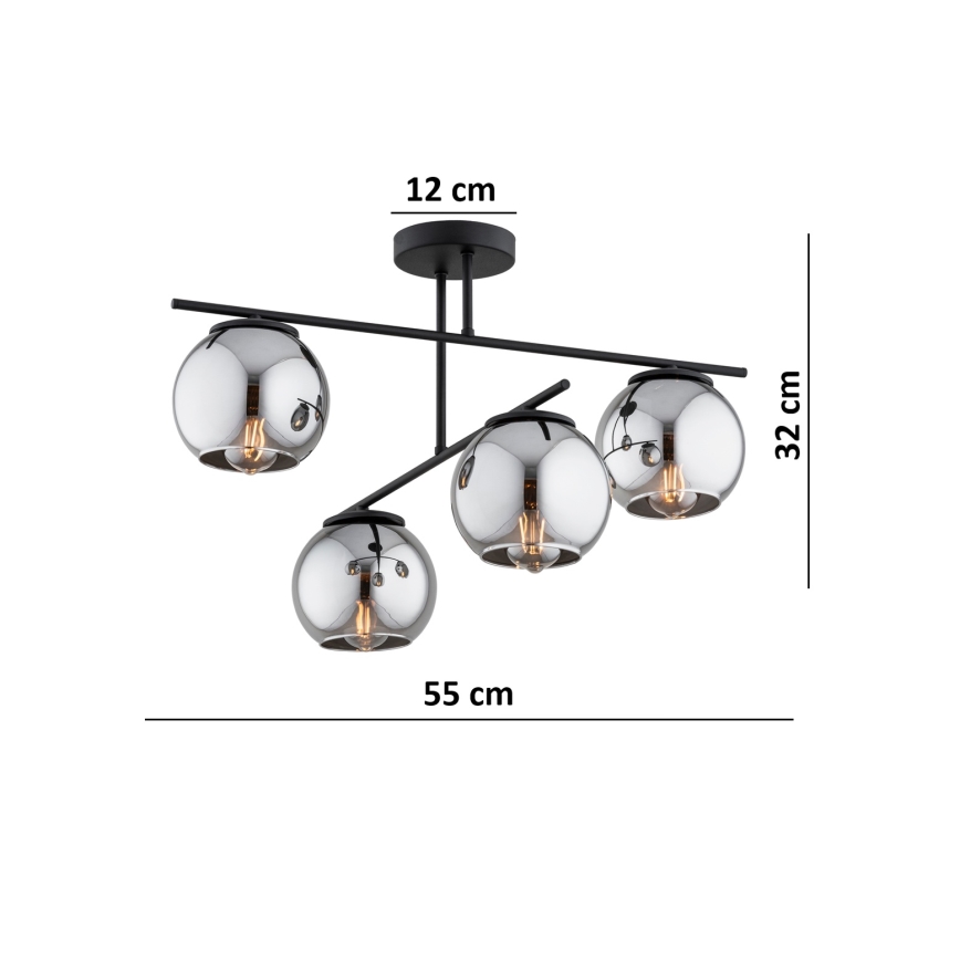BRILAGI - Prisadený luster DIOR 4xE27/60W/230V čierna/dymová sivá