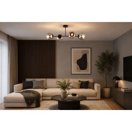 BRILAGI - Prisadený luster DIOR 4xE27/60W/230V čierna/dymová sivá