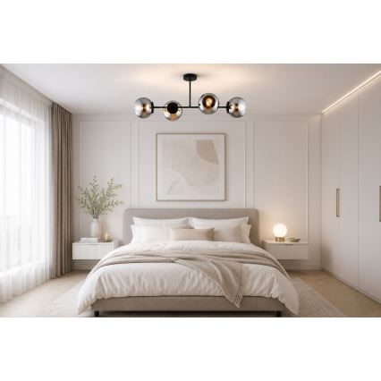 BRILAGI - Prisadený luster DIOR 4xE27/60W/230V čierna/dymová sivá