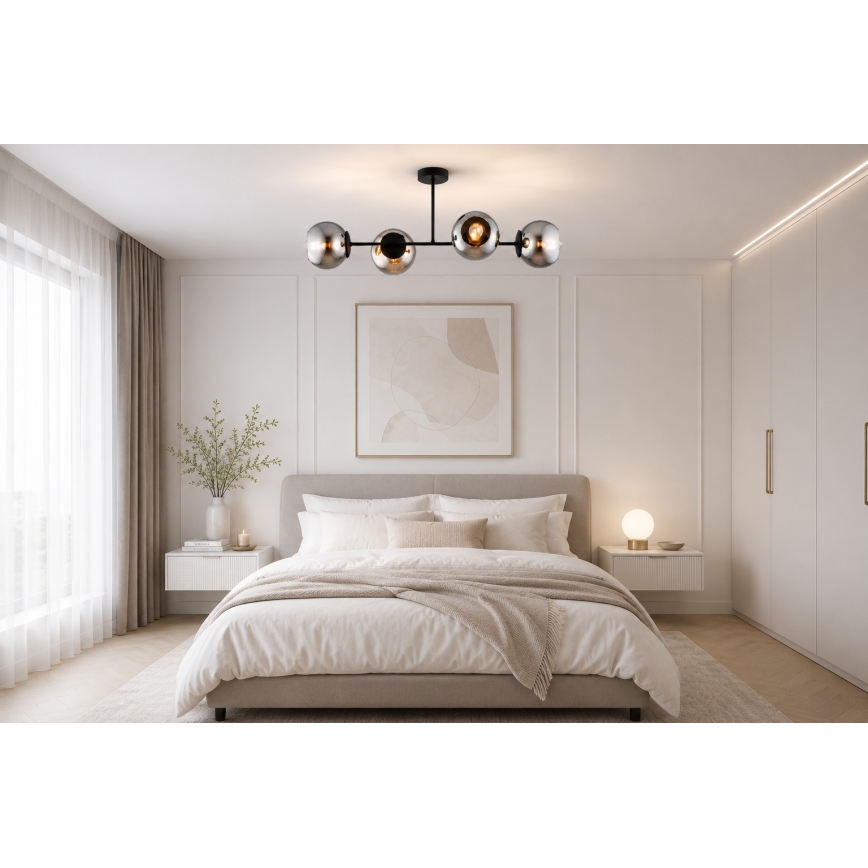 BRILAGI - Prisadený luster DIOR 4xE27/60W/230V čierna/dymová sivá