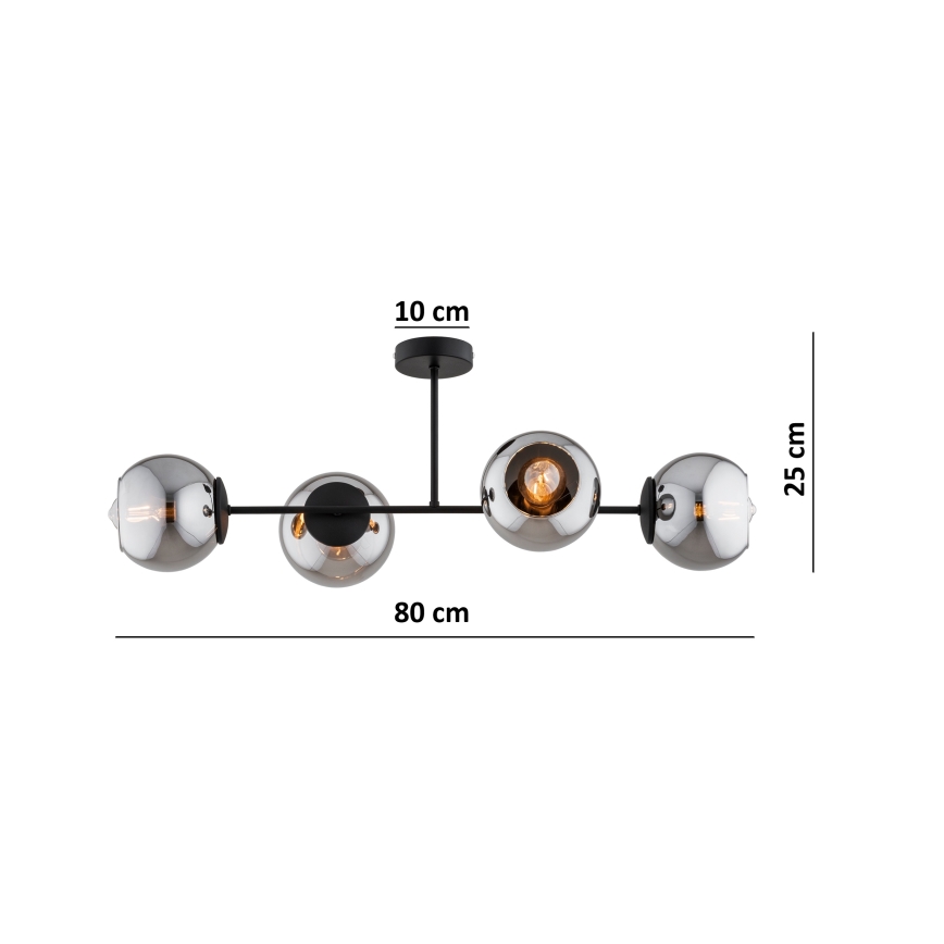 BRILAGI - Prisadený luster DIOR 4xE27/60W/230V čierna/dymová sivá