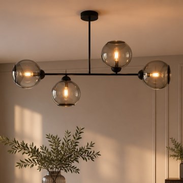 Brilagi - Prisadený luster DIOR 4xE27/60W/230V čierna/dymovošedá