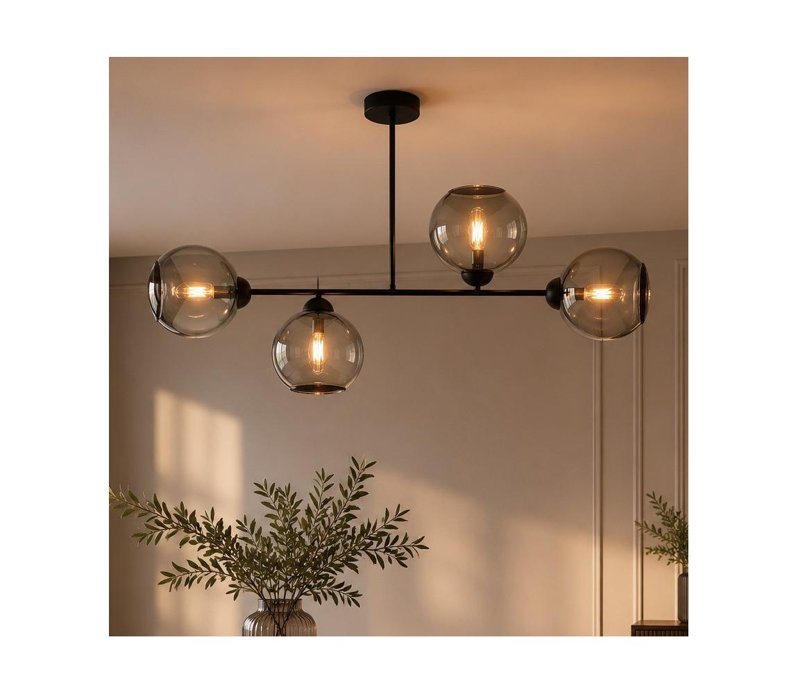 Brilagi - Prisadený luster DIOR 4xE27/60W/230V čierna/dymovošedá 59-026B