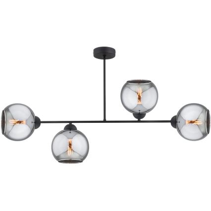 Brilagi - Prisadený luster DIOR 4xE27/60W/230V čierna/dymovošedá