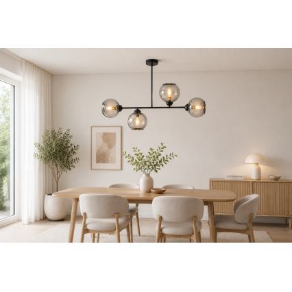 Brilagi - Prisadený luster DIOR 4xE27/60W/230V čierna/dymovošedá