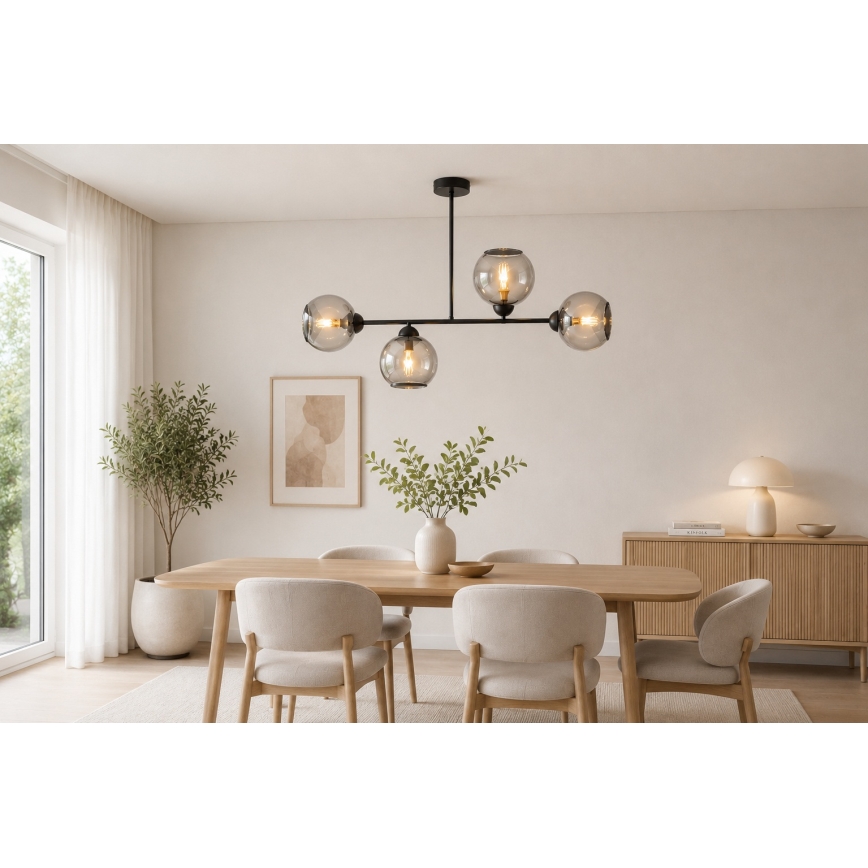 Brilagi - Prisadený luster DIOR 4xE27/60W/230V čierna/dymovošedá