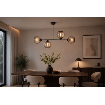 Brilagi - Prisadený luster DIOR 4xE27/60W/230V čierna/dymovošedá