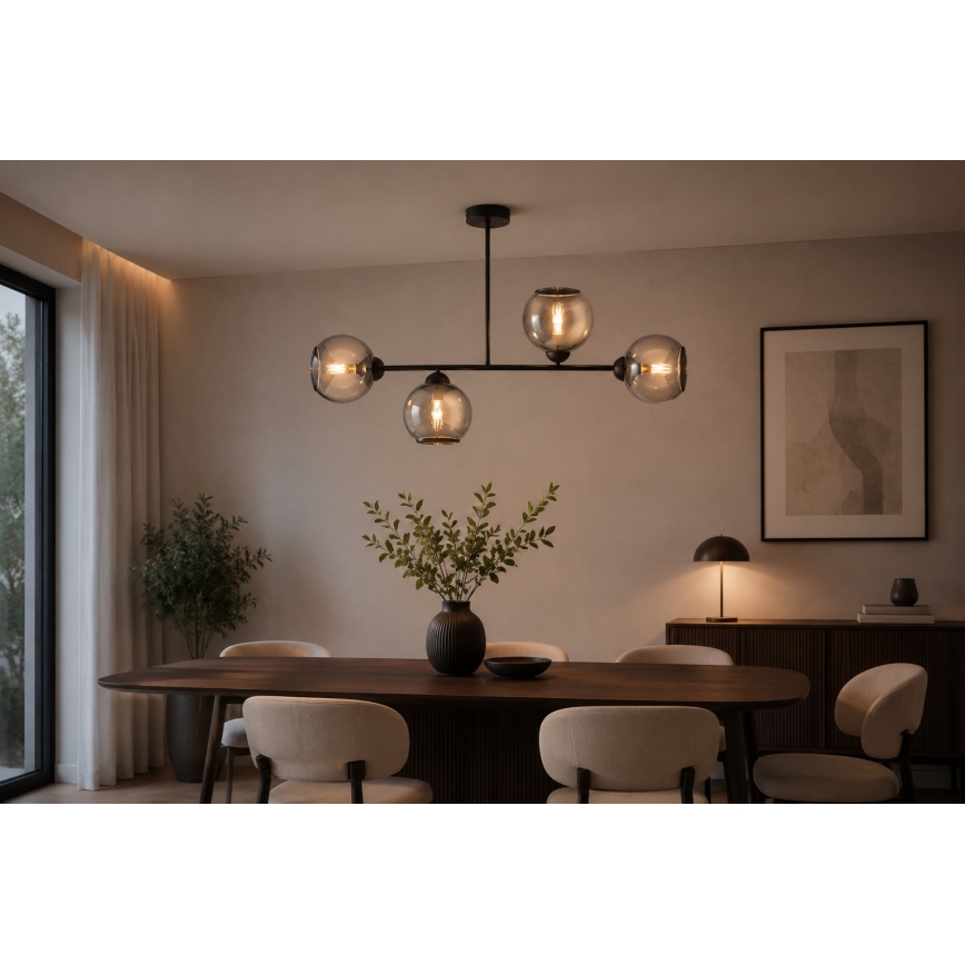 Brilagi - Prisadený luster DIOR 4xE27/60W/230V čierna/dymovošedá