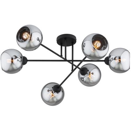 Brilagi - Prisadený luster DIOR 6xE27/60W/230V čierna/dymovo šedá