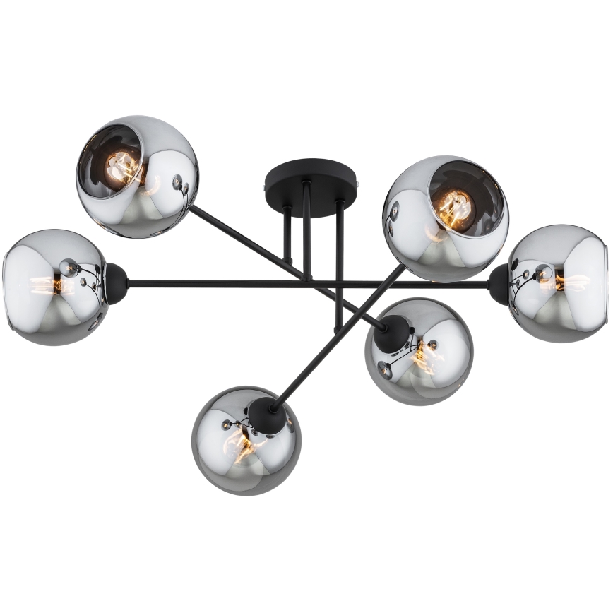Brilagi - Prisadený luster DIOR 6xE27/60W/230V čierna/dymovo šedá
