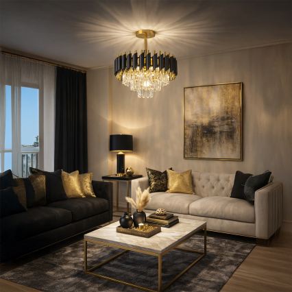 Brilagi - Prisadený luster ECLIPSE 5xE14/10W/230V pr. 38 cm čierna/zlatá