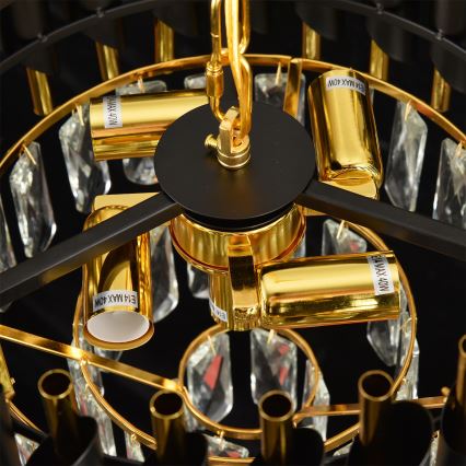 Brilagi - Prisadený luster ECLIPSE 5xE14/10W/230V pr. 38 cm čierna/zlatá