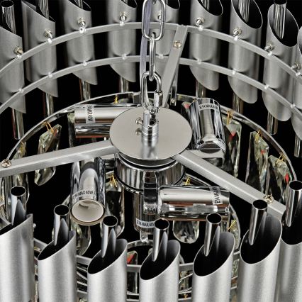 Brilagi - Prisadený luster ECLIPSE 5xE14/10W/230V pr. 38 cm strieborný