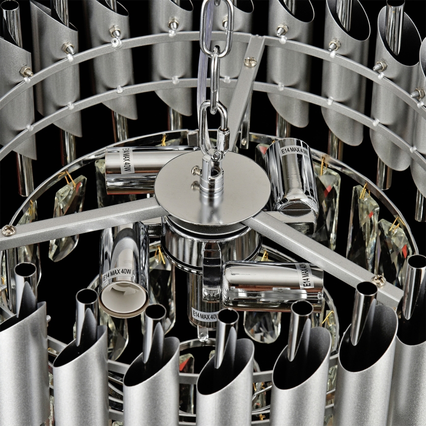 Brilagi - Prisadený luster ECLIPSE 5xE14/10W/230V pr. 38 cm strieborný