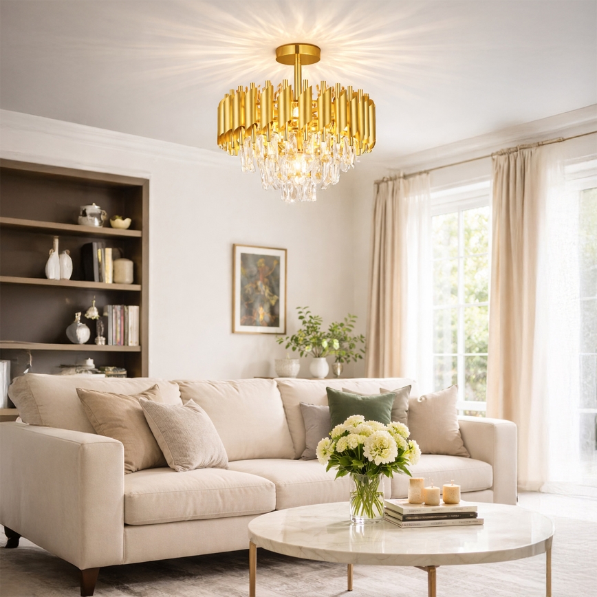 Brilagi - Prisadený luster ECLIPSE 5xE14/10W/230V pr. 38 cm zlatý