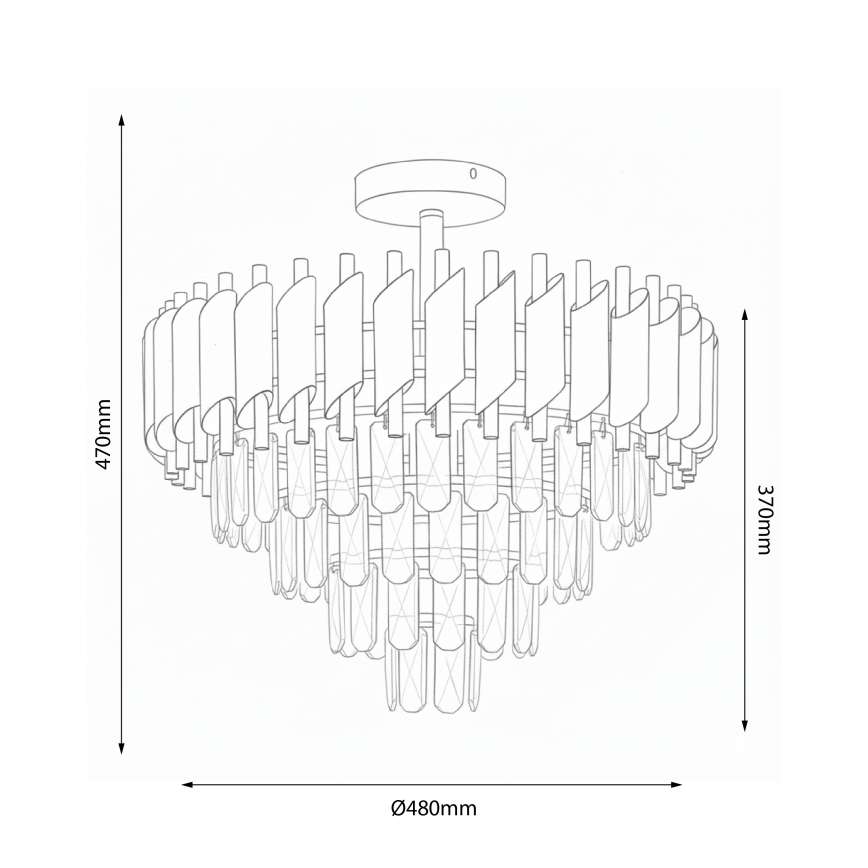 Brilagi - Prisadený luster ECLIPSE 7xE14/10W/230V pr. 48 cm čierna/zlatá