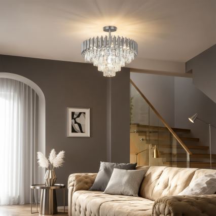 Brilagi - Prisadený luster ECLIPSE 7xE14/10W/230V, priemer 48 cm, strieborný