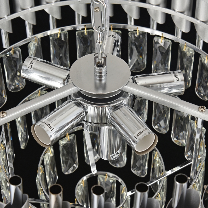 Brilagi - Prisadený luster ECLIPSE 7xE14/10W/230V, priemer 48 cm, strieborný