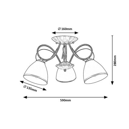 Brilagi - Prisadený luster FRED 3xE27/60W/230V, priemer 59 cm, bronzový