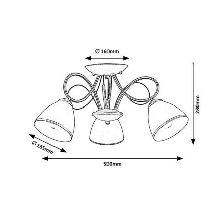 Brilagi - prisadený luster FRED 3xE27/60W/230V, priemer 59 cm, zlatý