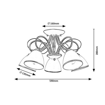 Brilagi - Prisadený luster FRED 5xE27/60W/230V pr. 59 cm zlatý