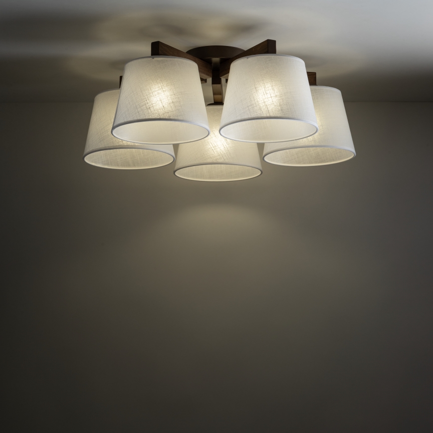 Brilagi - Prisadený luster LATTE 5xE27/15W/230V borovica/biela