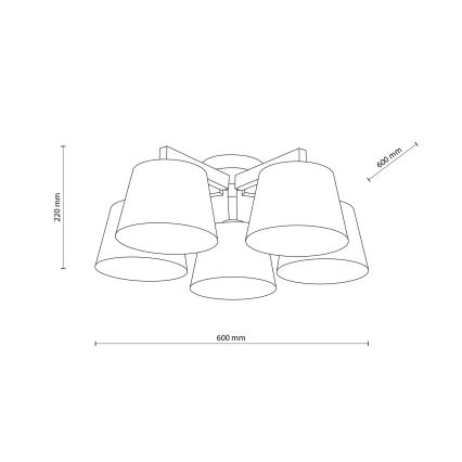Brilagi - Prisadený luster LATTE 5xE27/15W/230V borovica/hnedá